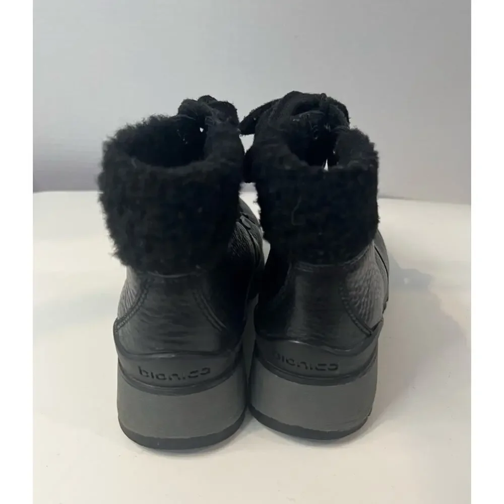 BIONICA WOMEN’s‎  BLACK LEATHER ALL WEATHER SUPPLE LACE UP ANKLE BOOTS 6.5